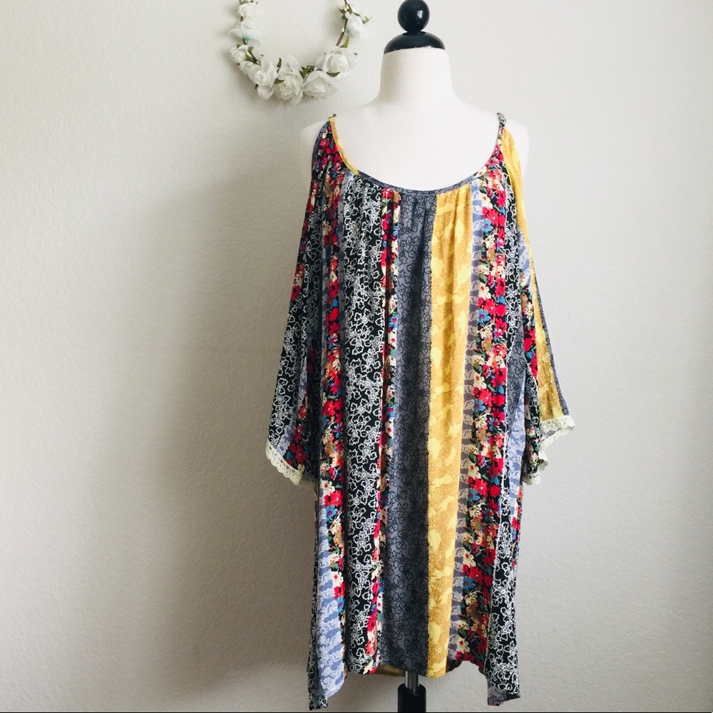 Cold Shoulder Multicolor Dress